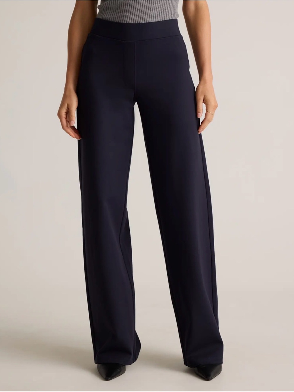 Quince Ultra Stretch Ponte Wide Leg Pants/Navy/S/30